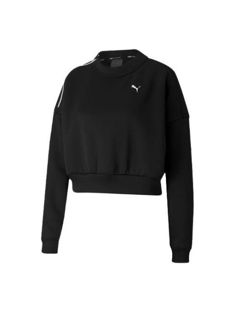 PUMA (WMNS) PUMA Train Logo Printing Short Round-neck Sweatshirt Black 519480-01