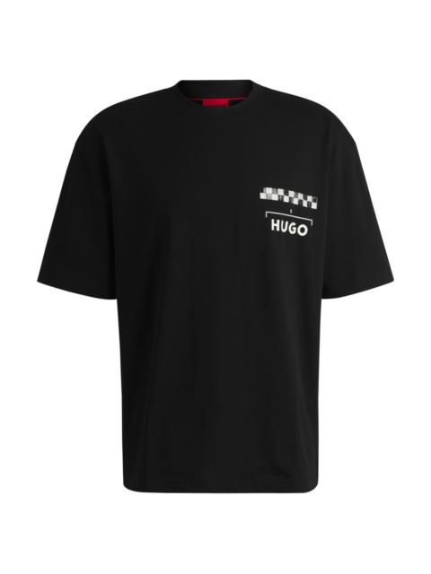 HUGO COTTON-JERSEY T-SHIRT WITH RACING PRINTS