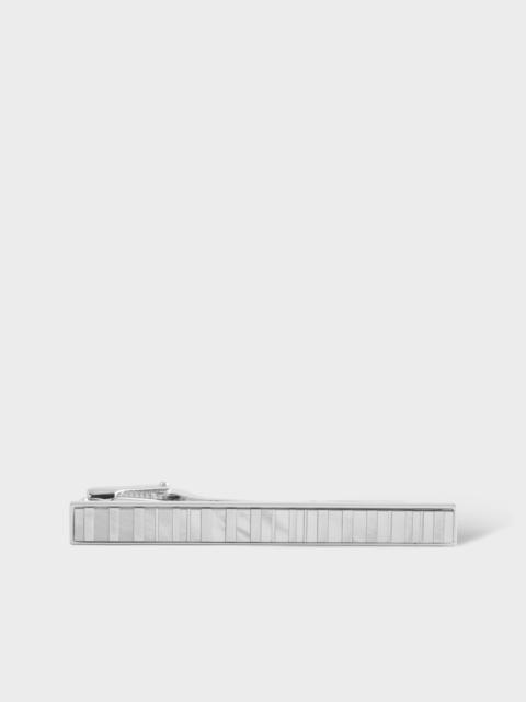 Paul Smith Silver Mother-of-Pearl Stripe Tie Clip
