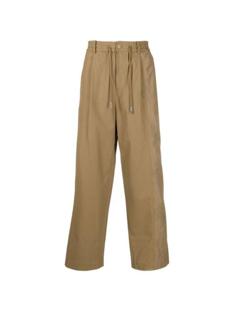 embroidered-panel drawstring trousers