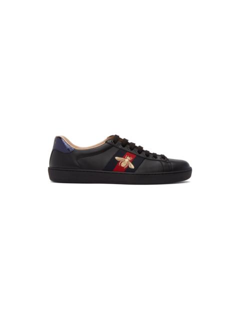 GUCCI Black Embroidered Ace Sneakers