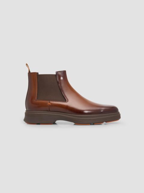 Santoni Men's Easy Nova Leather Chelsea Boots - Dark Brown