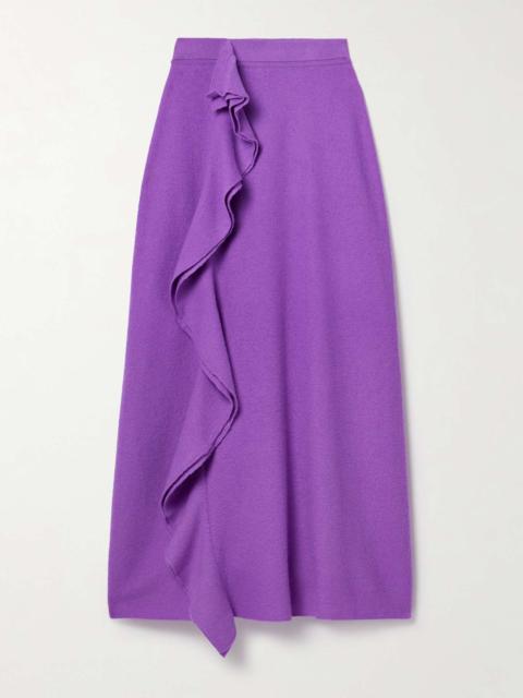 Mireya ruffled brushed-wool midi skirt