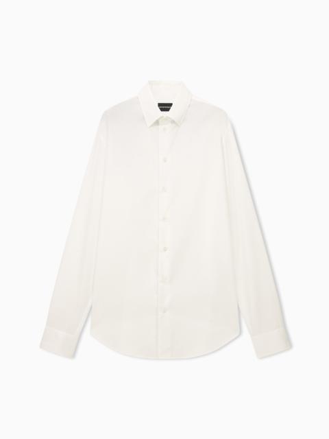 EMPORIO ARMANI COTTON DRESS SHIRT WITH A POINTED COLLAR AND LONG SLEEVES