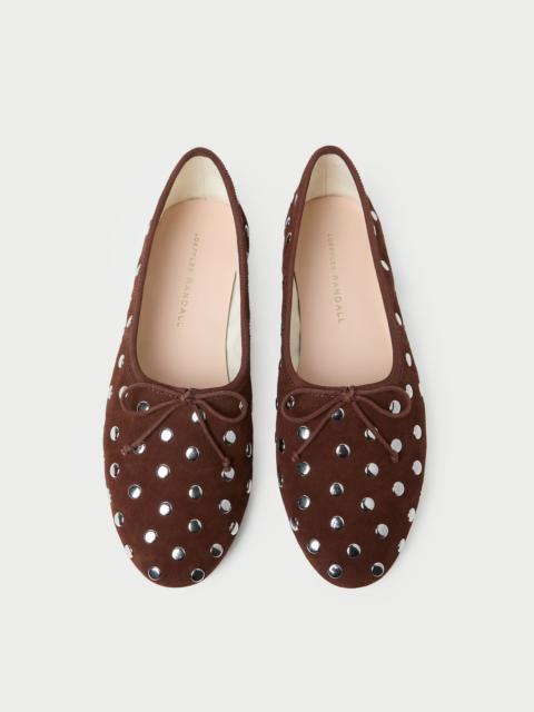 LOEFFLER RANDALL Landon Espresso/Silver Suede Ballet Flat