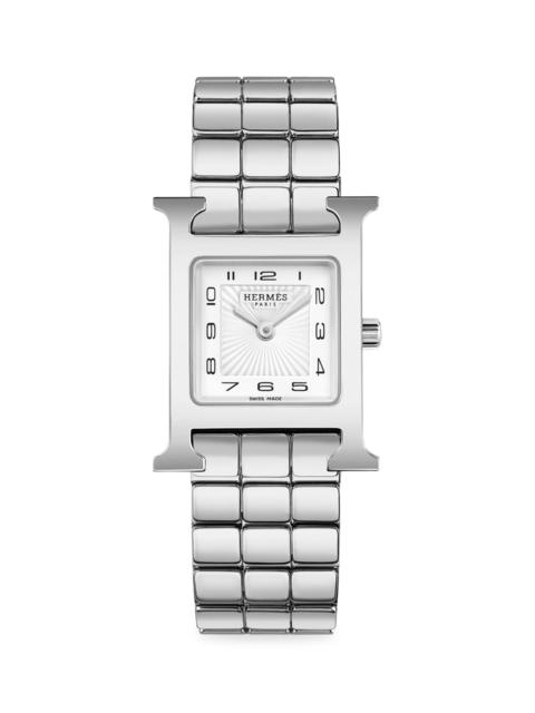 Hermès Women's Heure H 25MM Stainless Steel Bracelet Watch - Silver