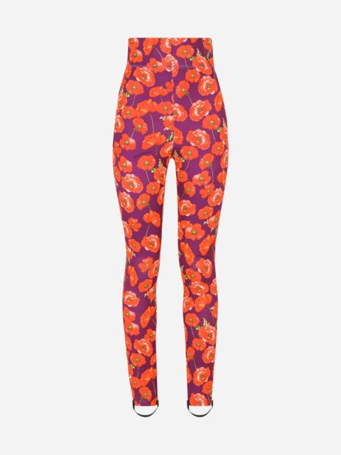 Dolce & Gabbana Run-resistant jersey leggings with poppy print