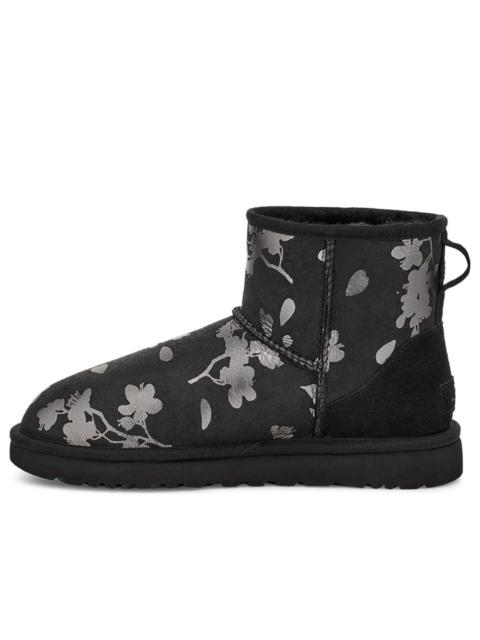 UGG (WMNS) UGG Classic Mini Floral Foil Fleece Lined Black 1118163-BLK