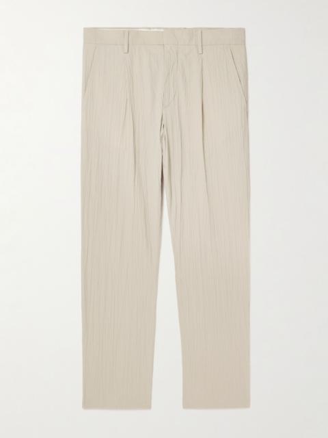 NN07 Bill 5721 Straight-Leg Organic Cotton-Blend Seersucker Trousers Beige