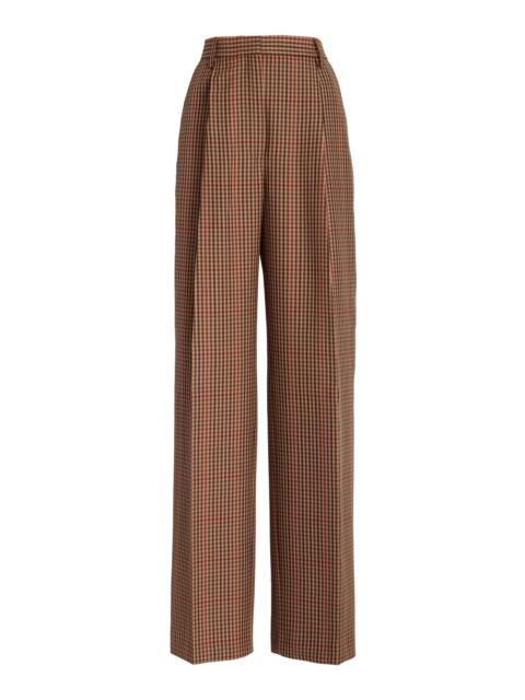 Porter Checked Wool Straight-Leg Pants brown