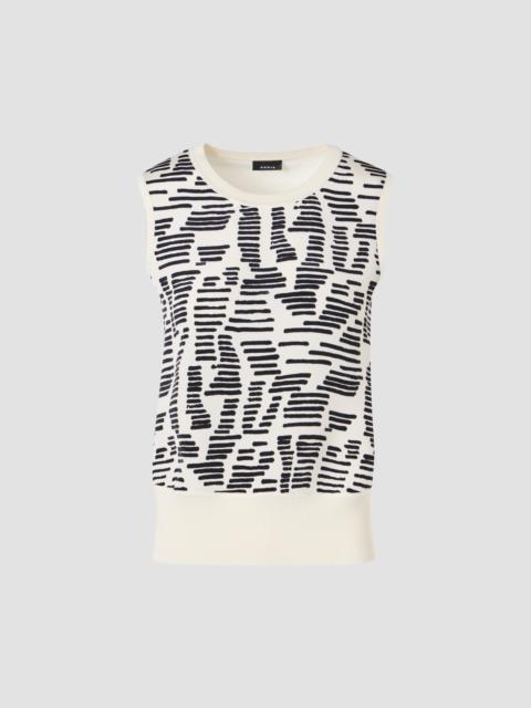AKRIS Women's Printed Silk Top - Ecru Black