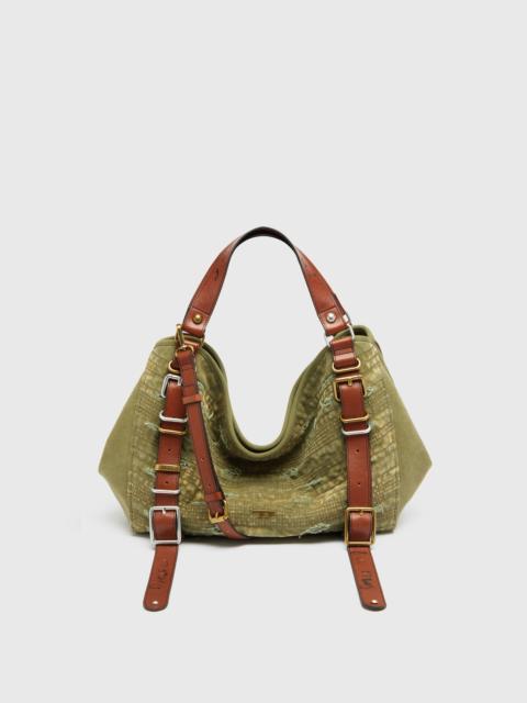 Diesel D-ONE-MEDIUM TOP-HANDLE BAG IN DISTRESSED CANVAS