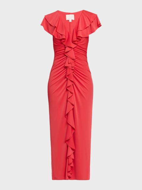 Cinq à Sept Tallis Ruffled V-Neck Maxi Dress