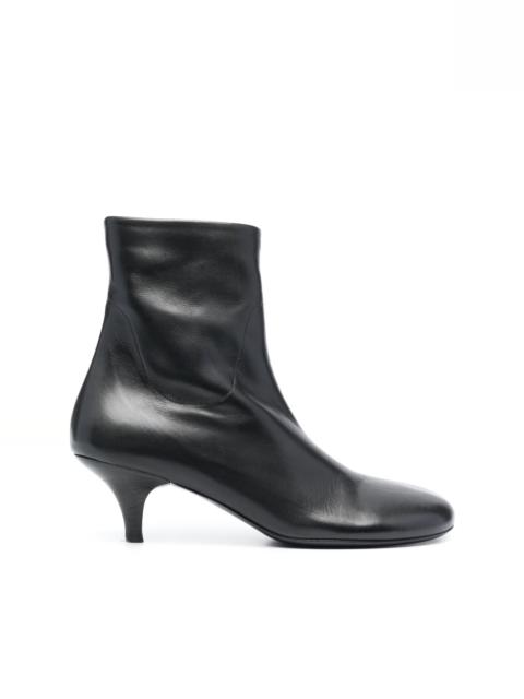 60mm round-toe leather ankle boots