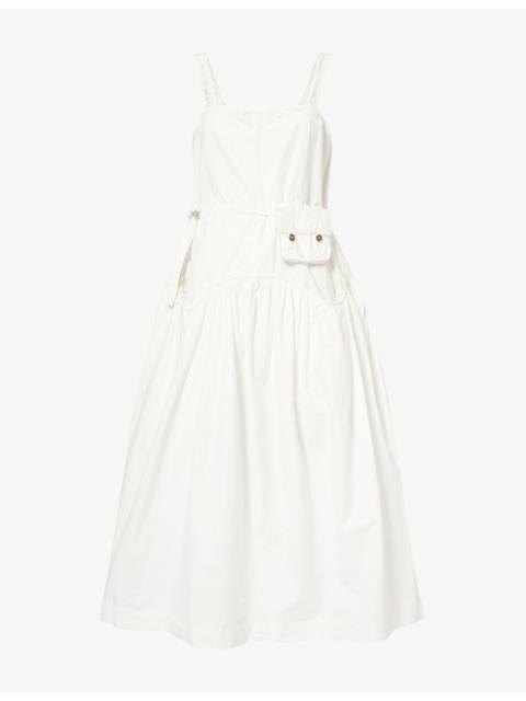 DAMSON MADDER. Campbell Lace-Insert Cotton Midi Dress