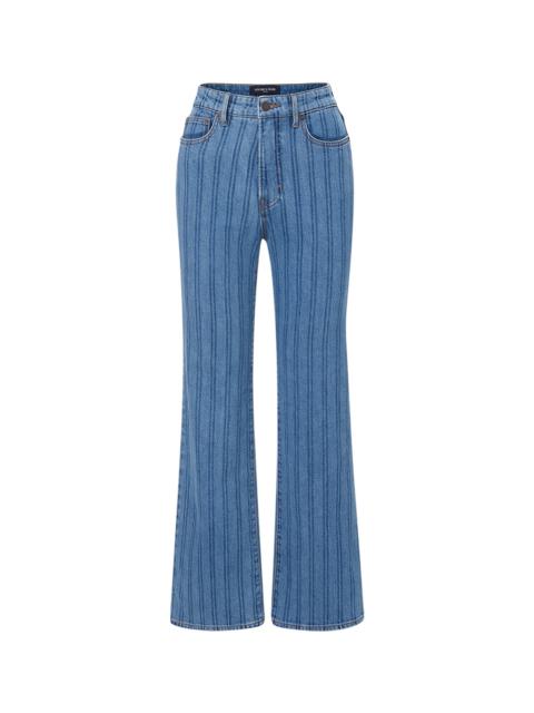 VERONICA BEARD CROSBIE STRIPED LOAFER LENGTH WIDE-LEG JEAN