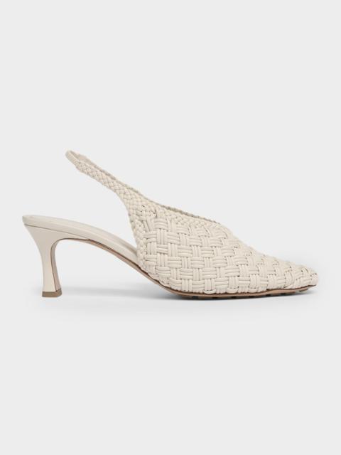 Bottega Veneta Sofia Intreccio Leather Slingback Pumps