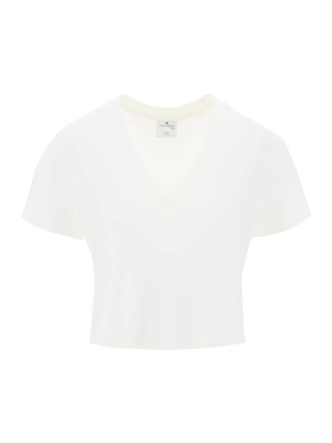 courrèges CROPPED LOGO T-SHIRT WITH