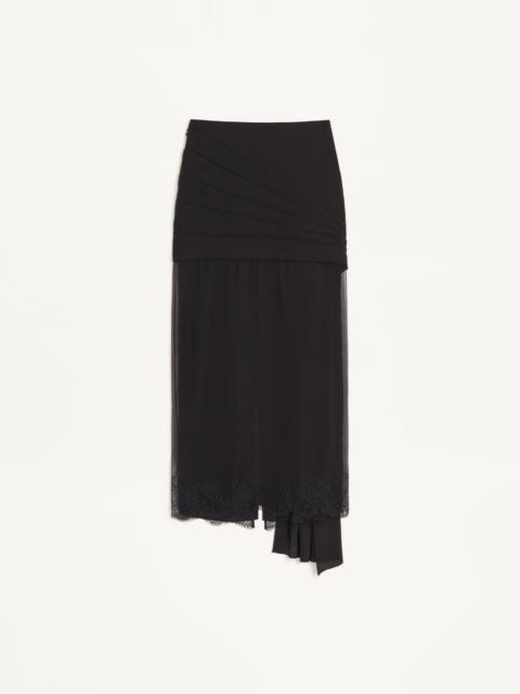 Valentino GEORGETTE MIDI SKIRT WITH LACE