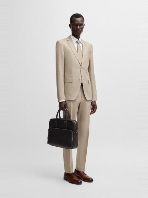 BOSS SLIM-FIT SUIT IN A MICRO-PATTERNED LINEN BLEND