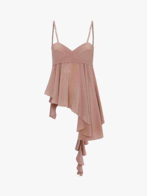 Bra Detail Ruffle Cami In Taupe