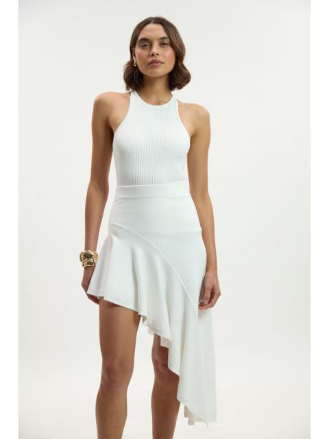 KAREN MILLEN Viscose Blend Asymmetric Hem Knit Midi Skirt