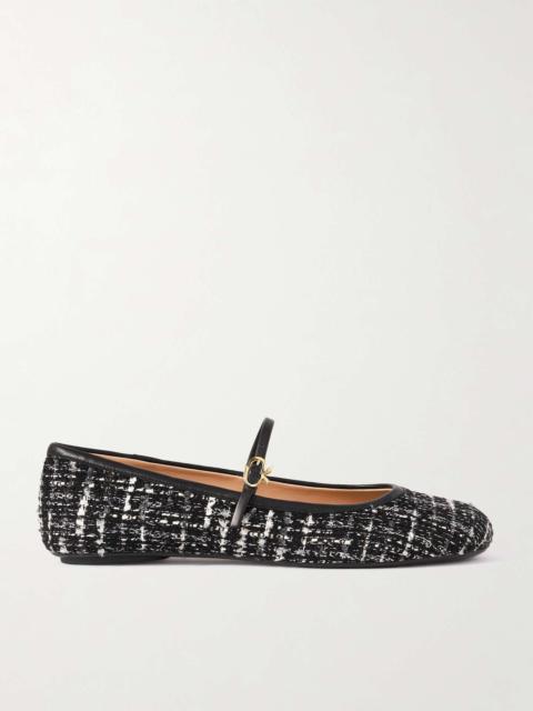 Carla leather-trimmed tweed Mary Jane ballet flats