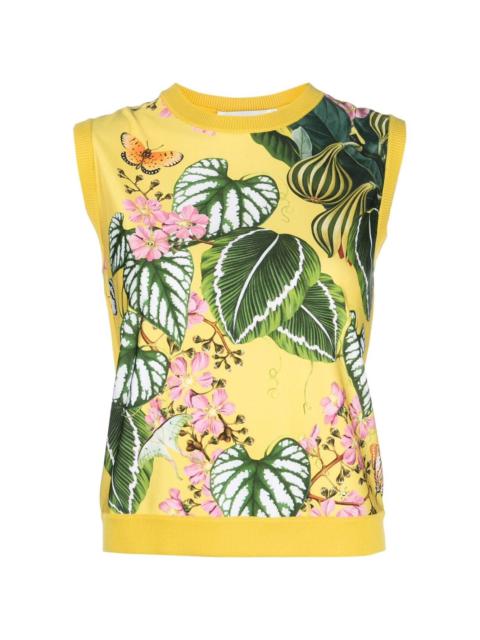 Oscar de la Renta botanical-print knitted vest