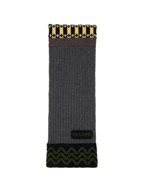 Marni Gray & Yellow Wool Scarf