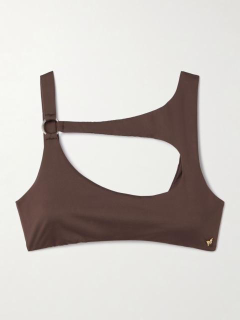 KIKI DE MONTPARNASSE La Sirene cutout embellished bikini top Chocolate