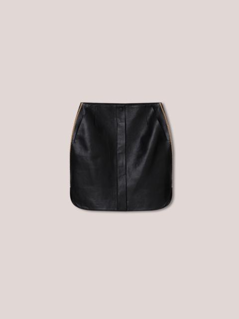 Nanushka LYNN - Regenerated leather merrow-stitch mini skirt - Black