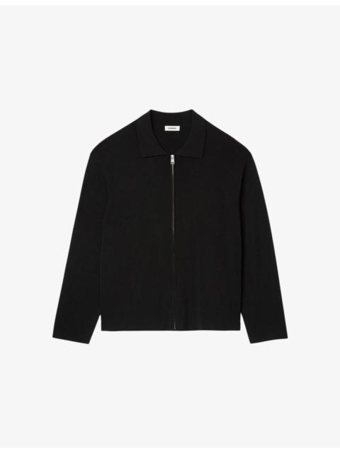 Sandro Relaxed-Fit Zip-Up Knitted Cardigan