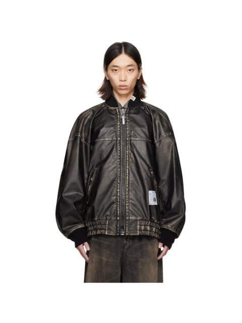 Black Big Zip Faux-Leather Jacket