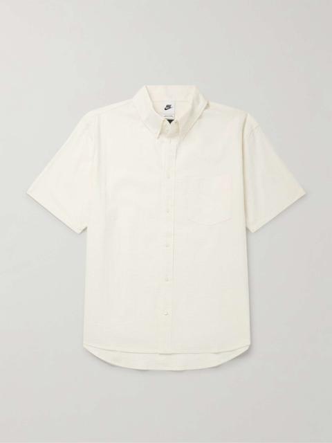 Button-Down Collar Cotton-Blend Seersucker Shirt