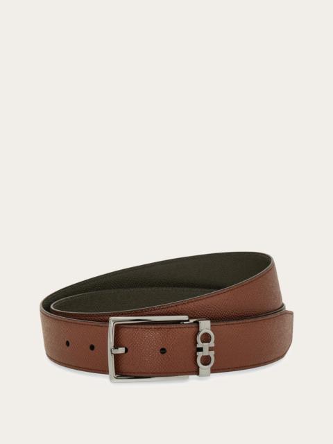 FERRAGAMO Reversible and adjustable belt with rectangular buckle