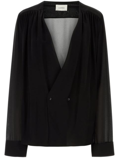 SAINT LAURENT silk v-neck blouse