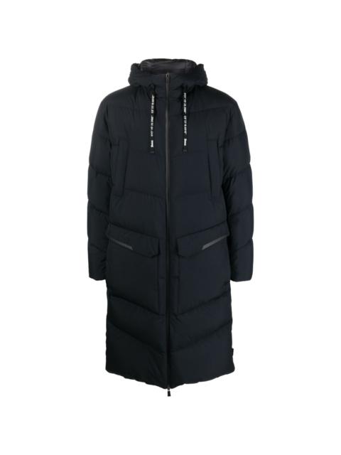 padded drawstring-hooded coat