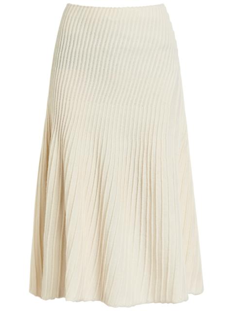 Alaïa Alaïa Twisted Asymmetric Wool and Cashmere-blend Midi Skirt
