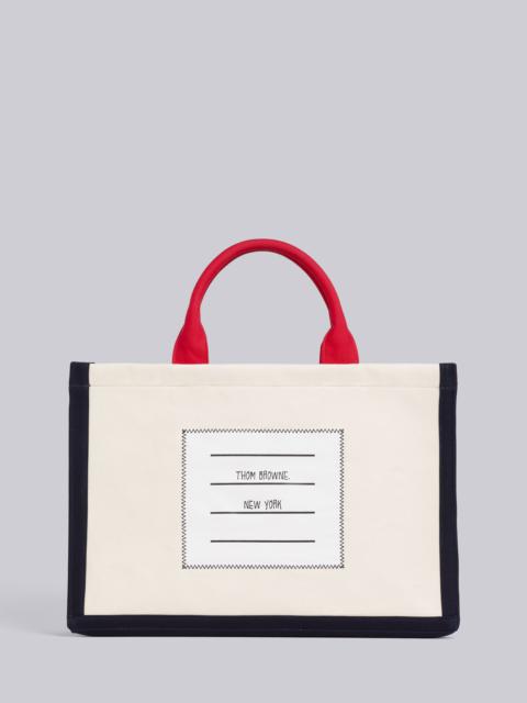 Thom Browne Tricolor Cotton Canvas Name Tag Tote