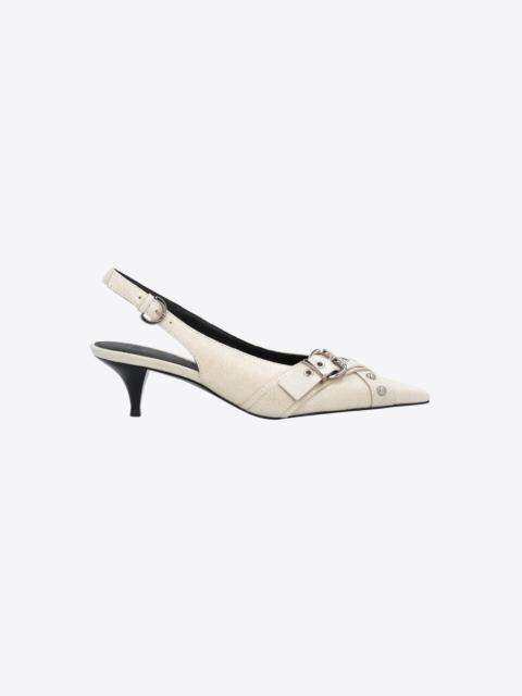 PINKO HEELED LEATHER SLINGBACKS WITH BUCKLE