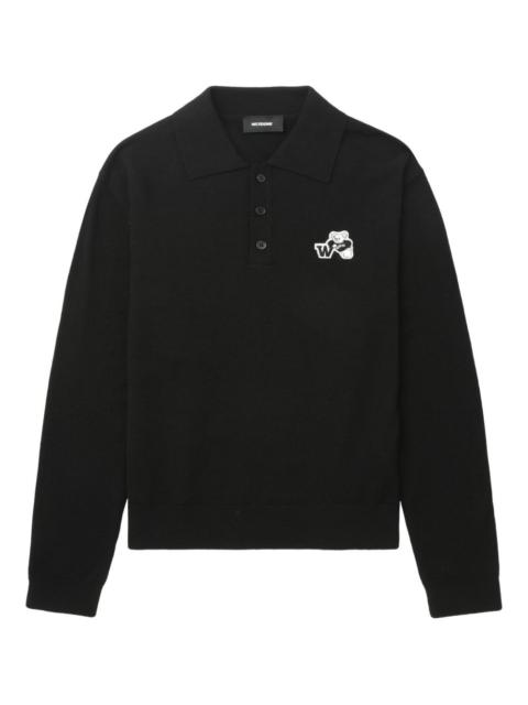 We11done embroidered polo-neck sweater