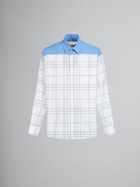 Marni WHITE CHECKED COTTON SHIRT WITH PLAIN YOKE