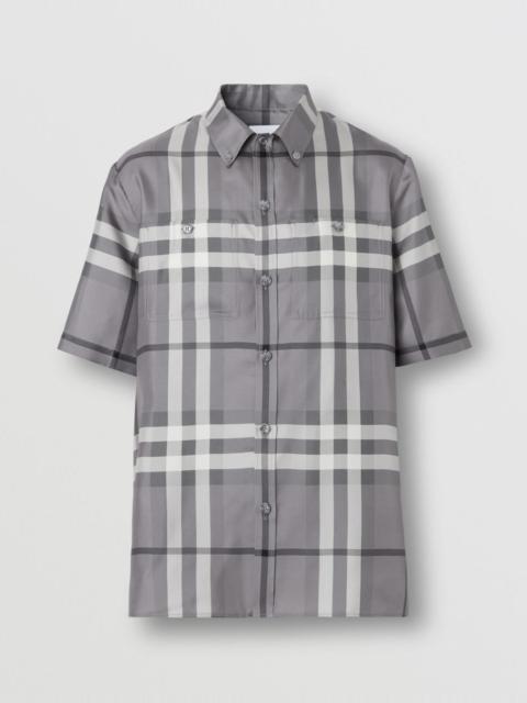 Burberry Check Print Silk Twill Shirt