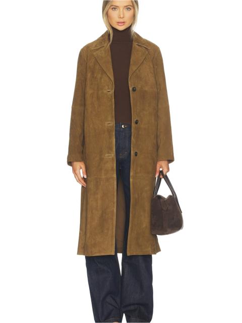 Vince Suede Leather Long Coat