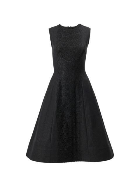CAROLINA HERRERA lace-embellished denim midi dress