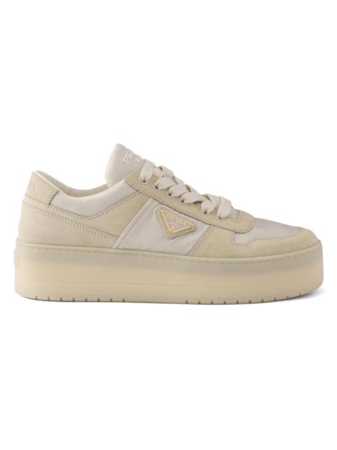 Prada Women's Downtown Bold Re-Nylon and Suede Sneakers - Beige Khaki