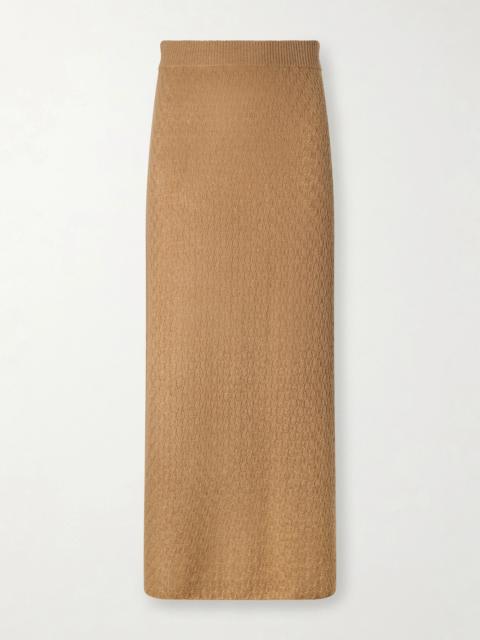 LE KASHA Sunnie Pointelle-knit Cashmere Midi Skirt