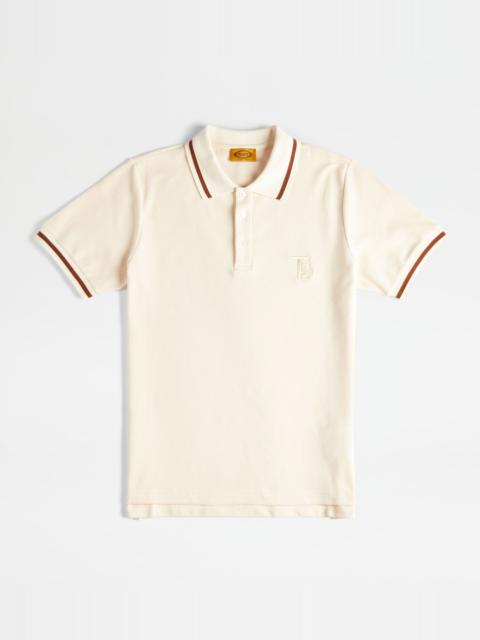 Tod's POLO SHIRT IN PIQUET - OFF WHITE