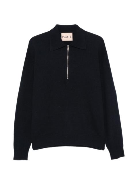 Plan C zip-fastening knit polo shirt