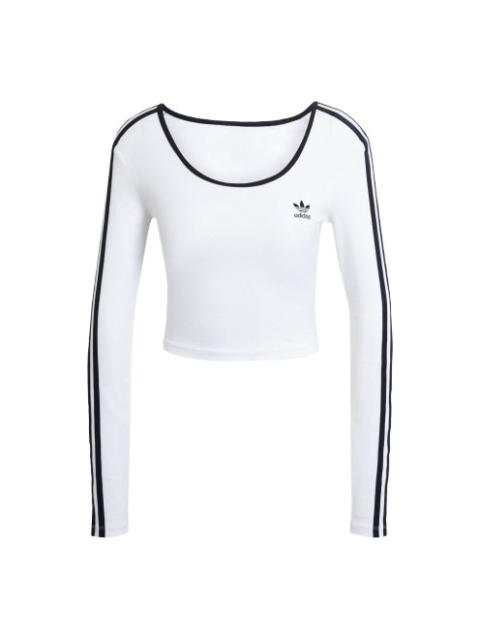 adidas (WMNS) adidas Adicolor 3-Stripes Short-sleeved Top Asia Sizing 'White' JD4625